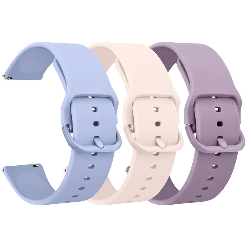 Amzpas 20 mm Garmin Venu Sq/Sq 2 Replacement Bands, 3-Pack Silicone Watch Bands for Venu/2 Plus/Sq 2 Music, Pink/Blue/Purple