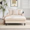 NuvlaGu Corduroy Lounge Chair with Chaise, LED Lighting, USB Port and Storage, Beige view 2