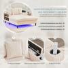 NuvlaGu Corduroy Lounge Chair with Chaise, LED Lighting, USB Port and Storage, Beige view 4