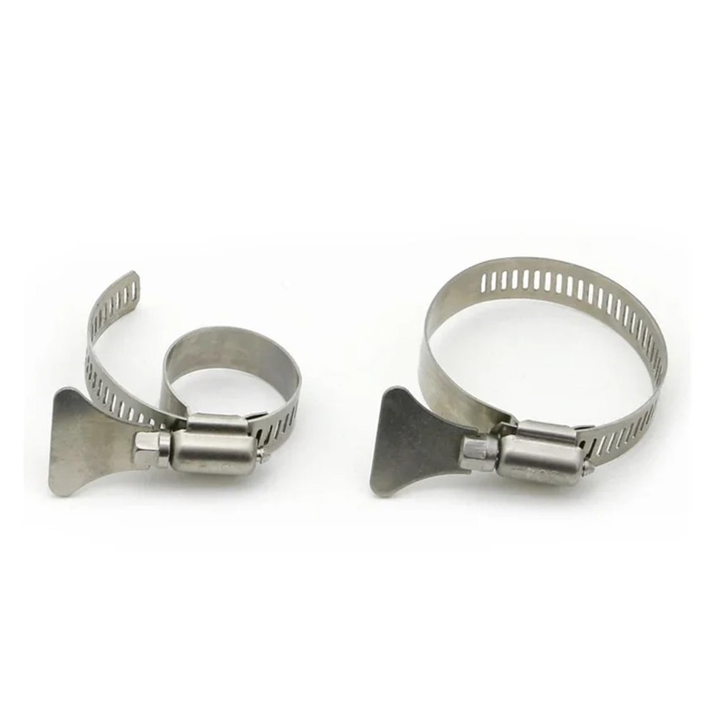Adjustable Stainless Steel Hose Clamp with Hand-Twist Screw, 33–57 mm, 2 Pieces