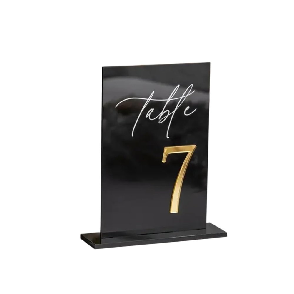 LPACXBYD Acrylic Table Number Holders, Gold on Black, No. 1–30