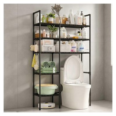 ZaiZaiSMao Narrow Over-the-Toilet Storage Cabinet, Black, 5-Tier