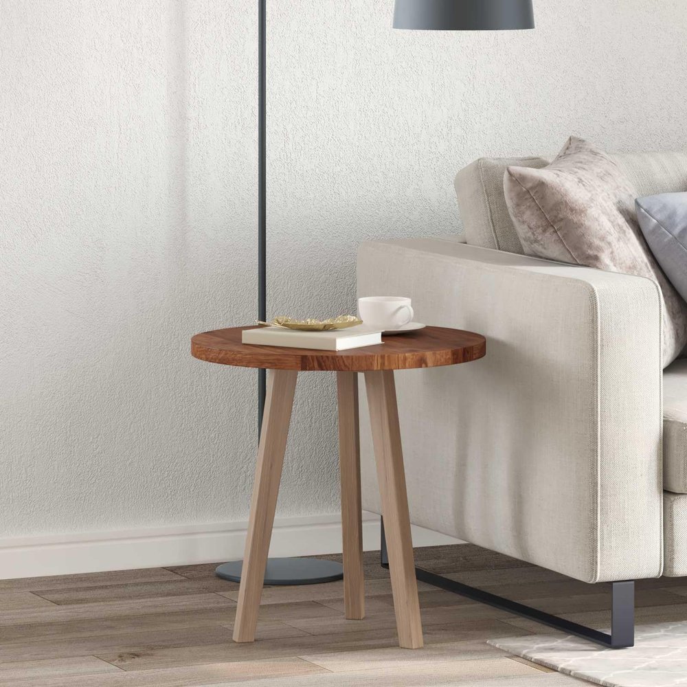 Generic Light Brown Solid Oak Tabletop, 50 x 50 x 2.5 cm