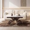 WFL GROUP AXEN Height-Adjustable Extendable Coffee and Dining Table with Casters, Brown X-Frame, 120 x 80 to 160 x 80 cm, White view 1