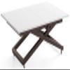 WFL GROUP AXEN Height-Adjustable Extendable Coffee and Dining Table with Casters, Brown X-Frame, 120 x 80 to 160 x 80 cm, White view 2