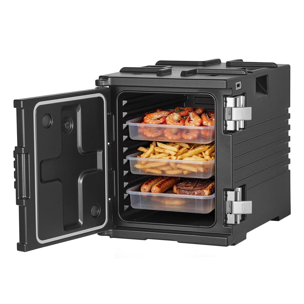 VEVOR 75 L Insulated Food Transport Box, Hot and Cold Holding Box, LLDPE 650 x 450 x 549 mm, for Food and Beverage Transport, for Various Pan Sizes