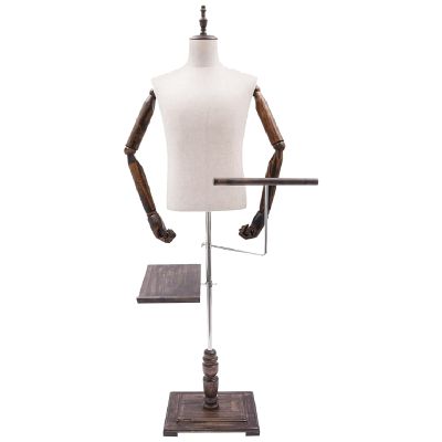 Adjustable Male Mannequin Torso for Suit Display with Removable Trouser Stand and Shoe Holder