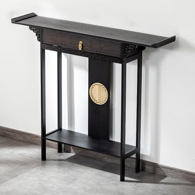 Bamboo Altar Table with Drawer, Meditation Table, Personal Altar, Buddhist Prayer Stand, Raised Design, for Living Room and Bedroom (120 x 25 x 100 cm)