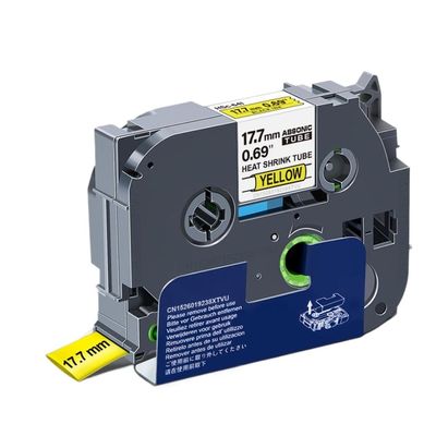 Shrink Tube Label Tape, 17.7 mm Wide, Black on White, Cassette, Compatible with HSe641