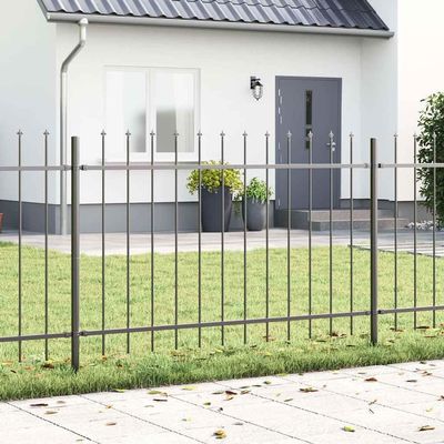 Generic Garden Fence, 6 pcs, Gray, 10.2 x 0.8 m, Powder-Coated Steel