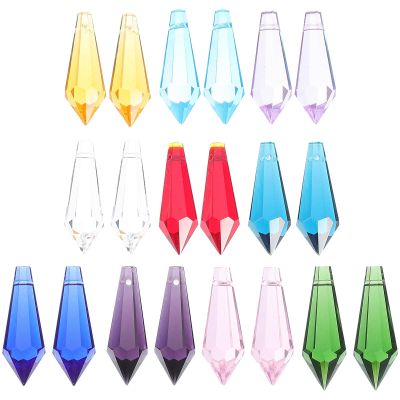 VINTORKY 20-Piece Glass Crystal Drop Pendants, Colorful DIY Jewelry and Lamp Decor, Lightweight Prisms, Random Colors