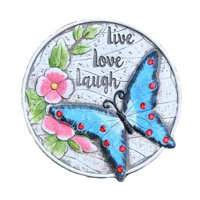 Decorative Blue Cement Stepping Stone for Garden, Yard, and Lawn