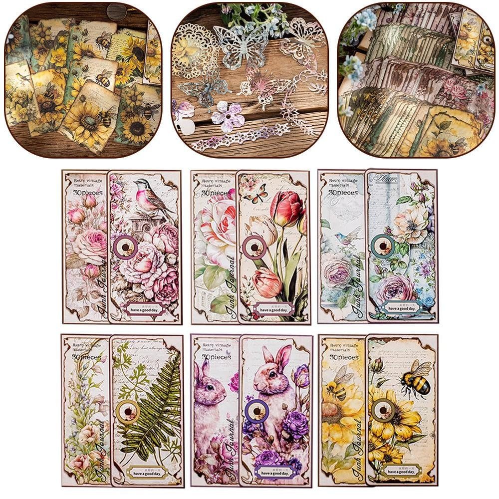 Getdoublerich 30-Piece Vintage Scrapbook Paper