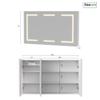 BestAlice Bathroom Mirrored Cabinet, Wall-Mounted, 3 Doors, Adjustable Shelves, White, 100.4 x 60 x 13.5 cm view 2