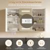 BestAlice Bathroom Mirrored Cabinet, Wall-Mounted, 3 Doors, Adjustable Shelves, White, 100.4 x 60 x 13.5 cm view 3