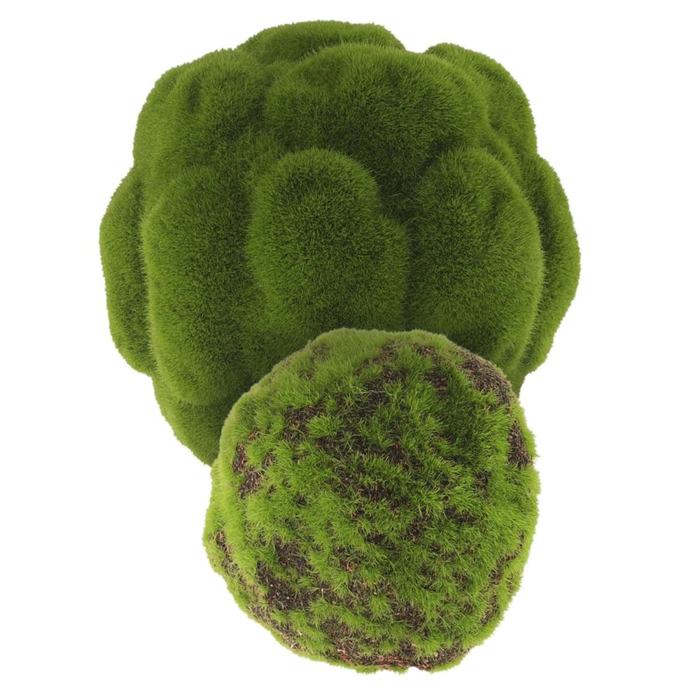 BCOATH Artificial Moss Balls, Natural Decor, 2-Pack, Foam and Plastic