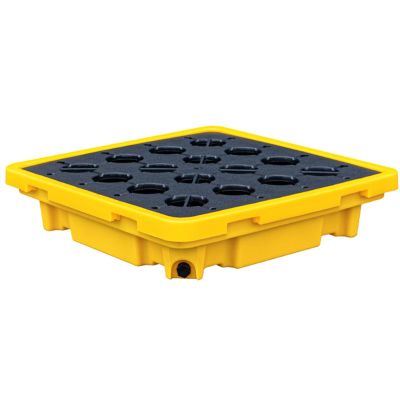 Stackable Modular Spill Containment Platform with Drain Outlet, Leakproof Polyethylene Barrel Pallet