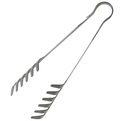 IDEANATEGRATE Stainless Steel Kitchen Tongs for Serving Pasta and Baked Goods, Silver