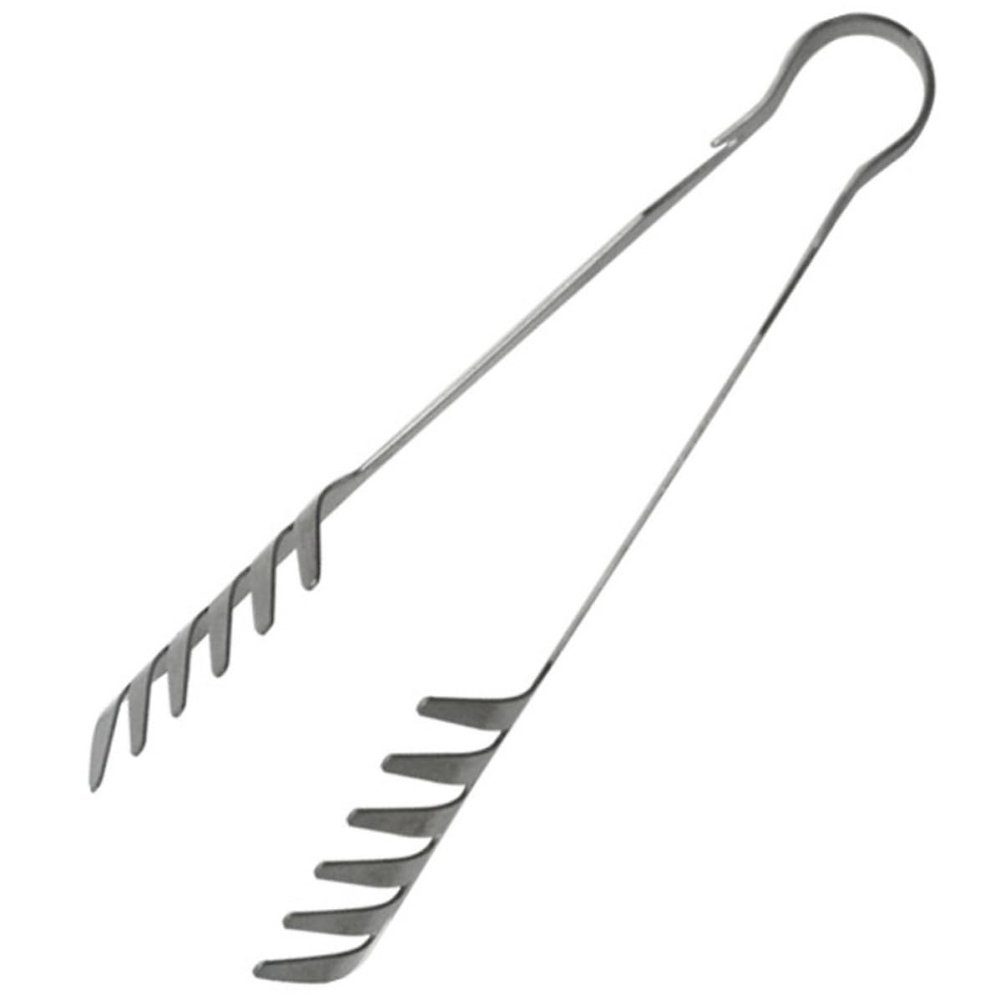 IDEANATEGRATE Stainless Steel Kitchen Tongs for Serving Pasta and Baked Goods, Silver