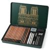 Professional Sketch Pencil Set in Dark Green Metal Box view 1