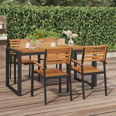 Generic Garden Table with U-Shaped Legs, 160 x 80 x 75 cm, Solid Acacia Wood