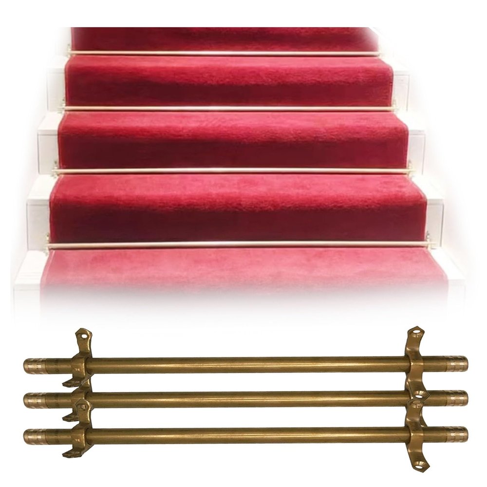 Shiny Brass Stair Runner Rod Set, 107 cm (42 in), 3-Piece