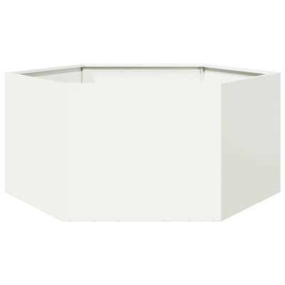 Tonture White Hexagonal Steel Raised Garden Bed 104 x 90 x 45 cm