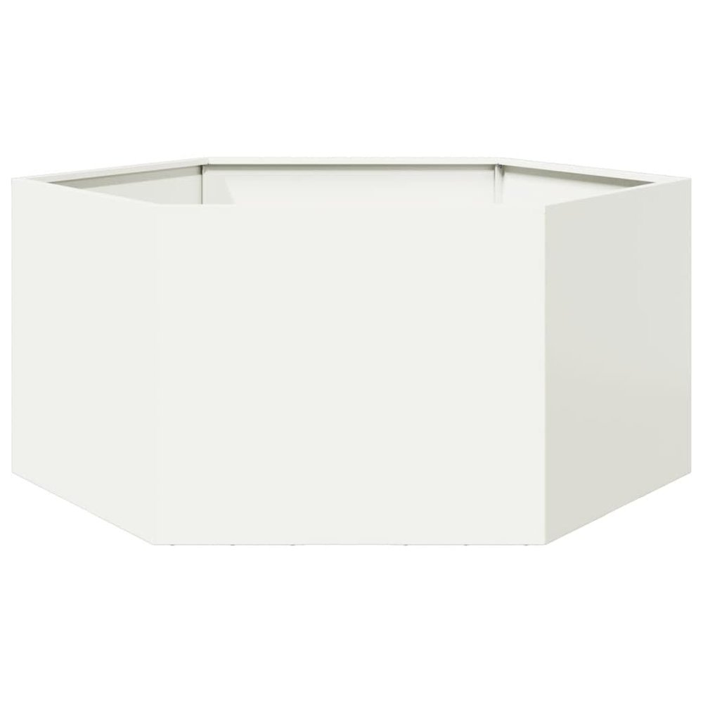 Tonture White Hexagonal Steel Raised Garden Bed 104 x 90 x 45 cm
