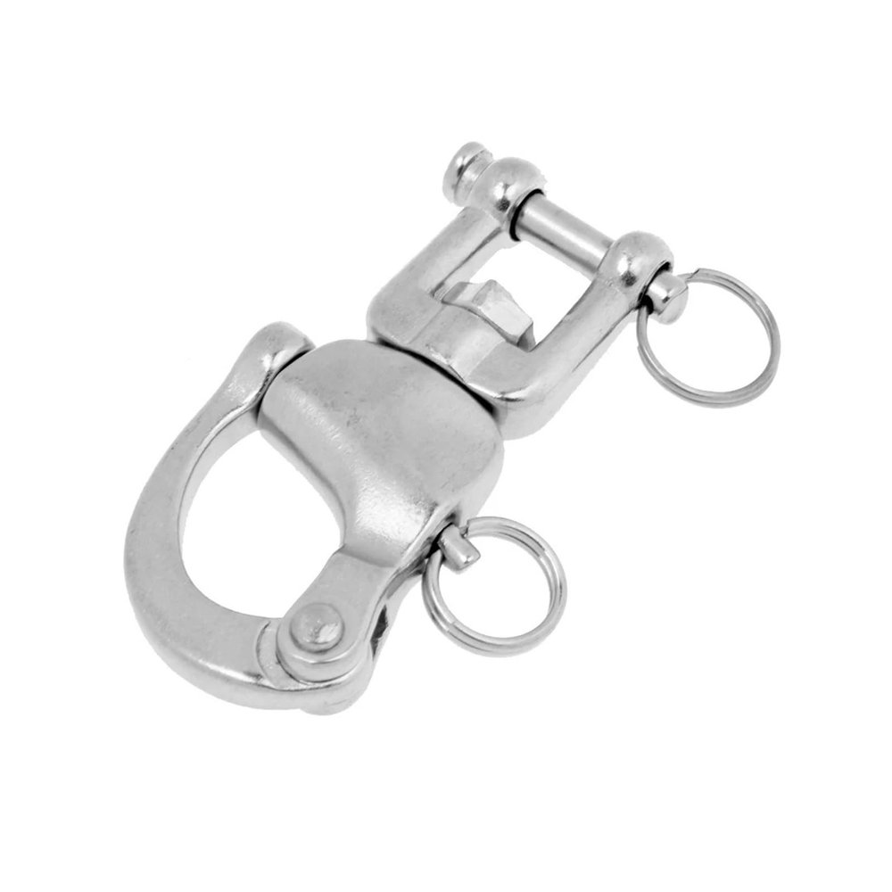 304 Stainless Steel Snap Shackle with Carabiner Hook for Boats and Sailing, 6.8 x 3 cm
