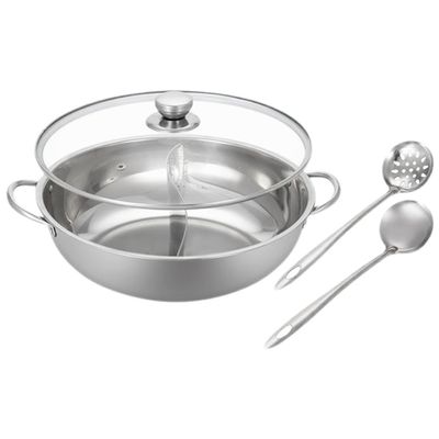 UKCOCO Stainless Steel Divided Hot Pot with Lid