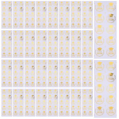 SECFOU Self-Adhesive Waterproof PET Gold Graduation Stickers, 10 Sheets, 2026