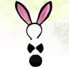 Abaodam 3-Piece Rabbit Ear Headband Set with Bunny Tail, Short Plush view 2