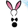 Abaodam 3-Piece Rabbit Ear Headband Set with Bunny Tail, Short Plush view 4