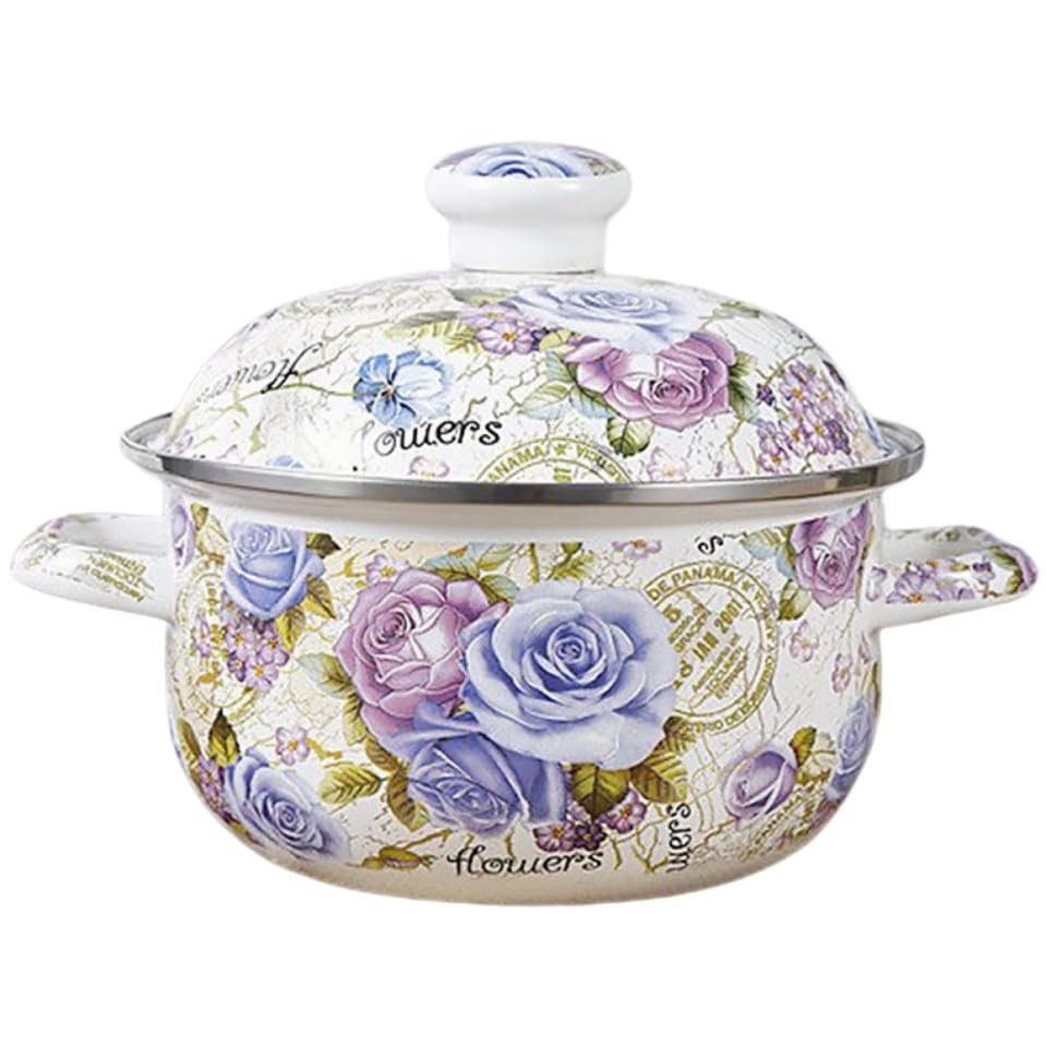 Large Enameled Pot with Flat Bottom