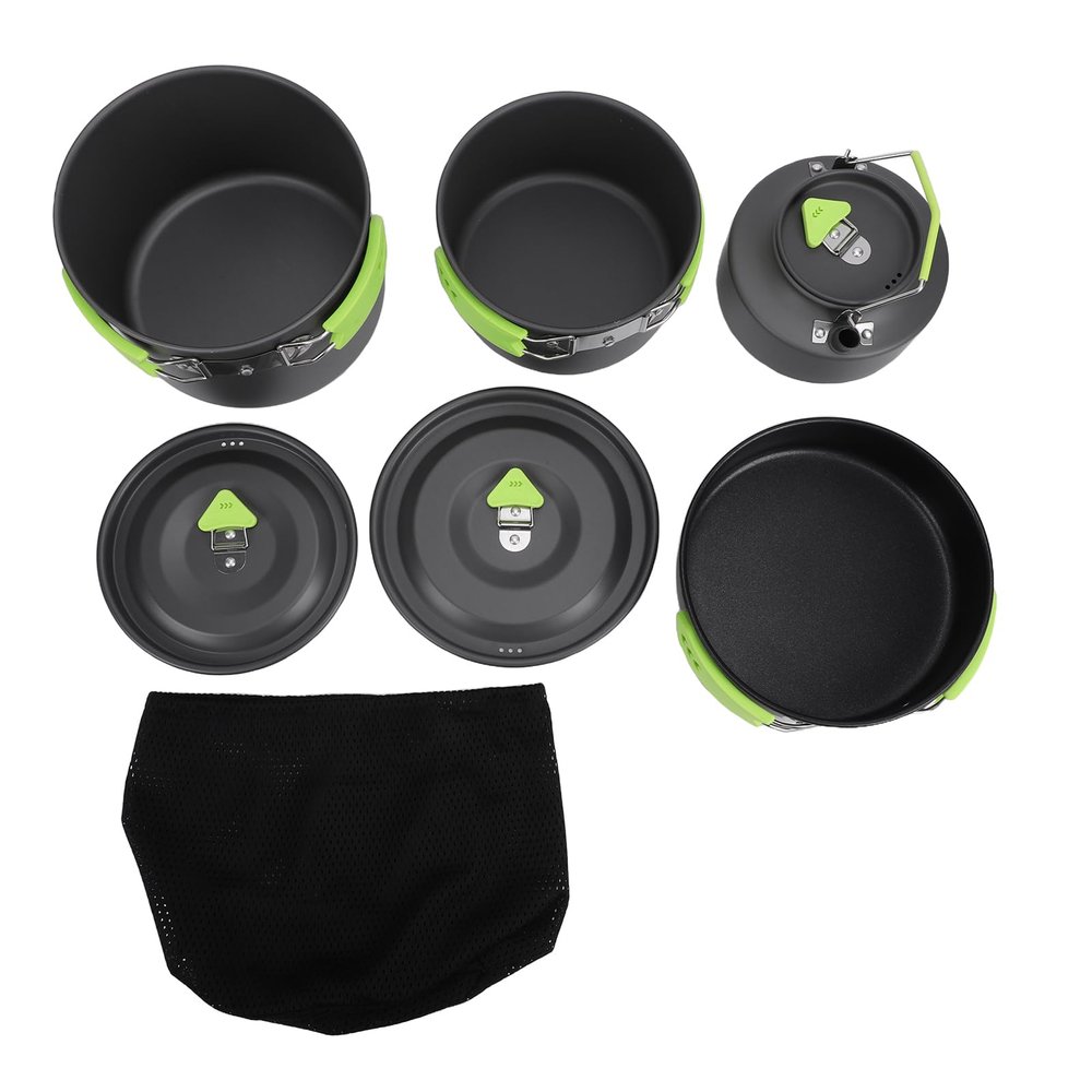 Tangxi Portable Camping Cookware Set with Nonstick Coating, Foldable Cool-Touch Handles (CW-C96)