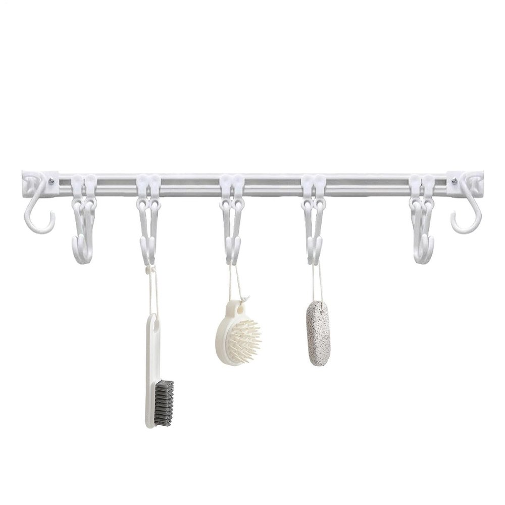 Wall-Mounted Sliding Hook System - Compact Kitchen Organizer Set