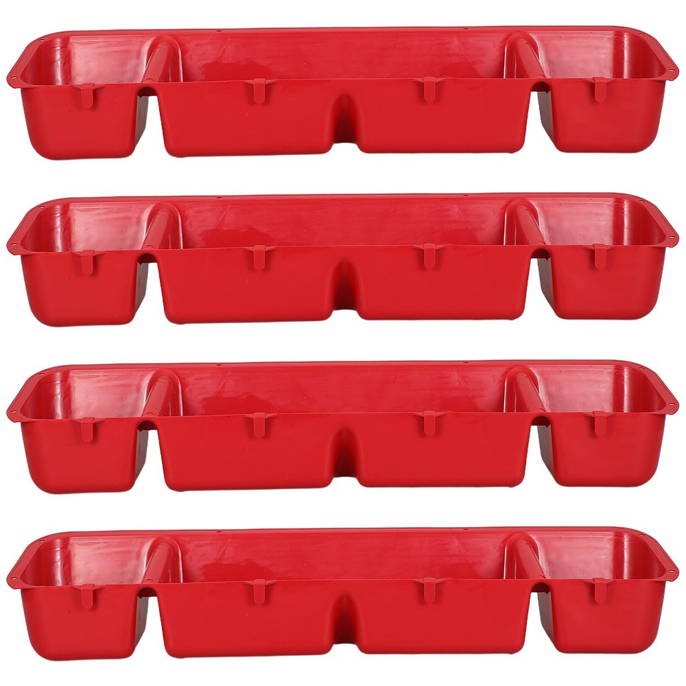 FESTFENDS 4-Piece Long Trough Feeder Set for Chickens, Ducks, Geese and Livestock