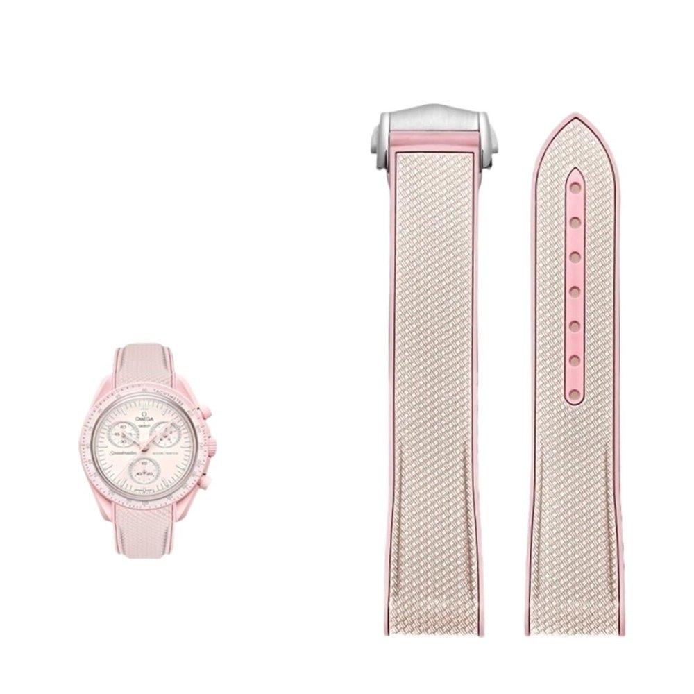 TYEMLM 20 mm Silicone Watch Band for Omega x Swatch MoonSwatch, Beige-Pink