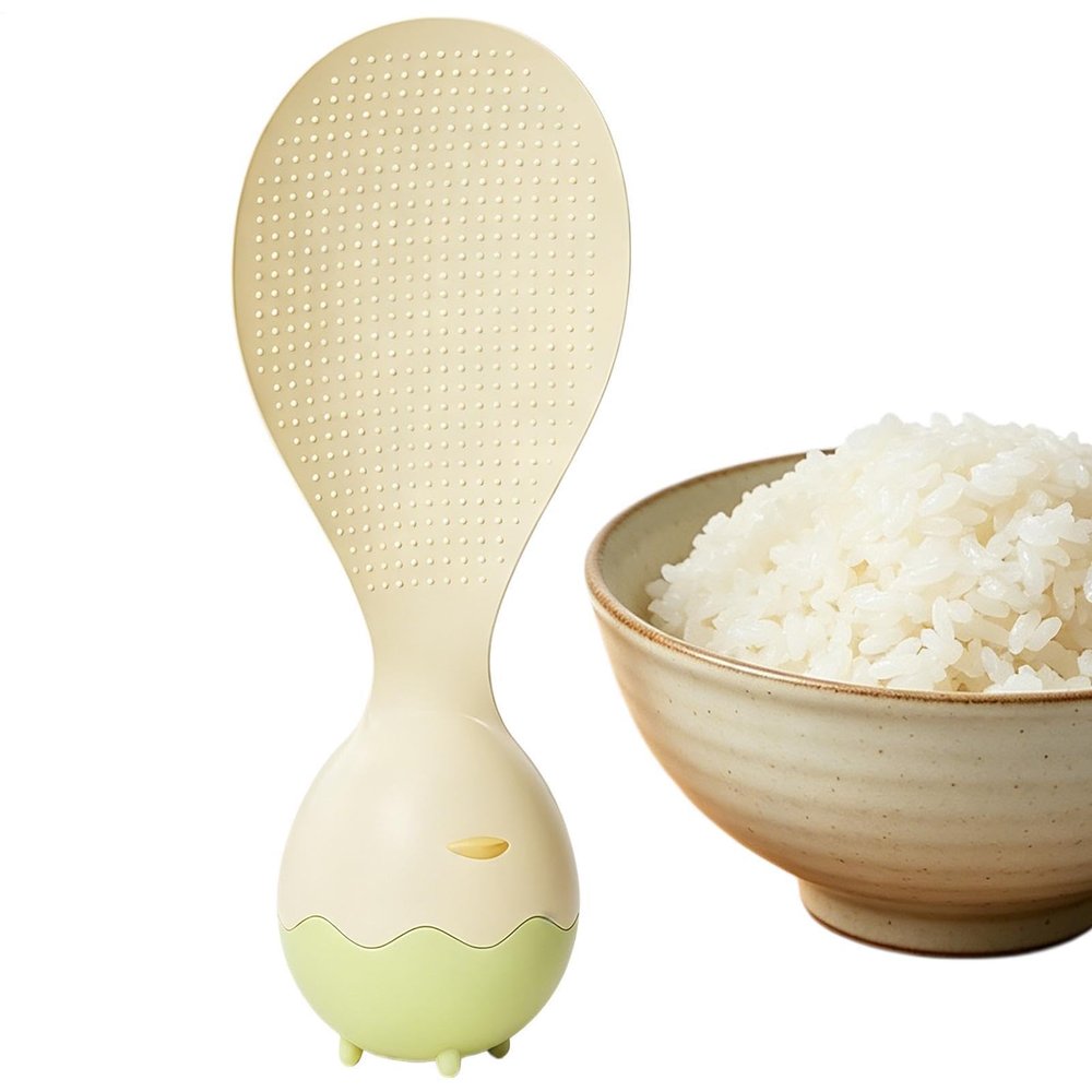 Rice Spoon, Eggshell Design with Stand Function, Non-Stick Coating