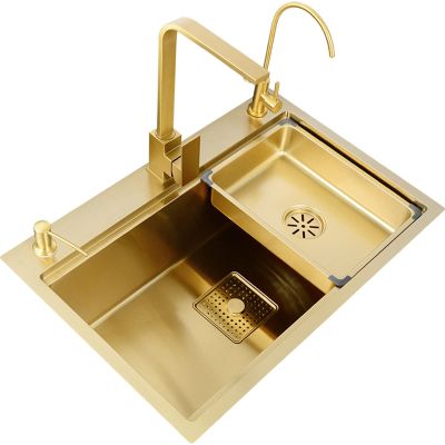Brushed Stainless Steel Kitchen Sink with Drain Rack and Mounting Kit, 68 x 46 x 22 cm