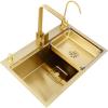 Brushed Stainless Steel Kitchen Sink with Drain Rack and Mounting Kit, 68 x 46 x 22 cm view 1