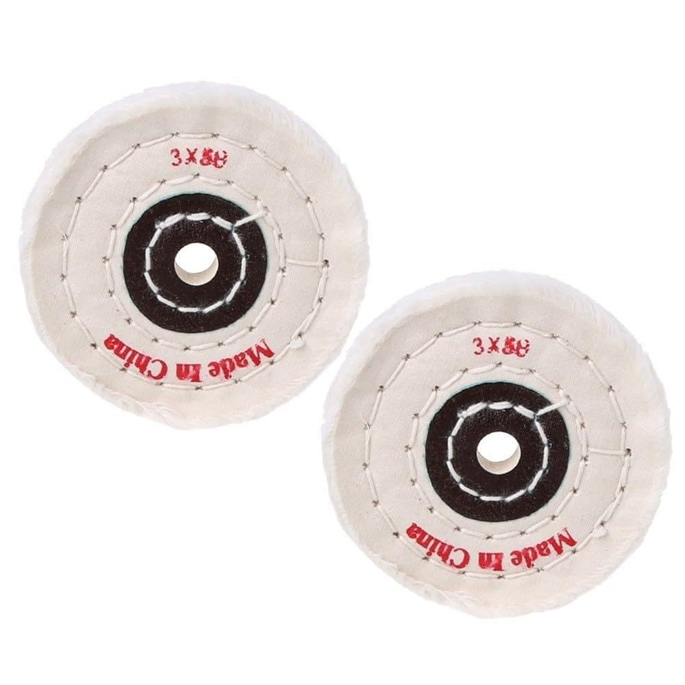 MuchLuckystar Polishing Discs, 7.6 cm, Cotton Buffing Pads with Leather Edge for Jewelry, Metal, Wood, Glass, Grinder, 2 pcs