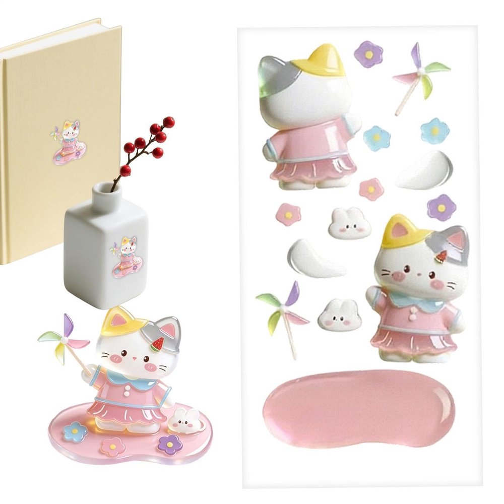 Cute 3D Stickers, Decorative Stackable Resin Stickers | Anime Character Build Stickers | For Girls Teen DIY Craft Projects Desktop Decoration Notebook Scrapbooking