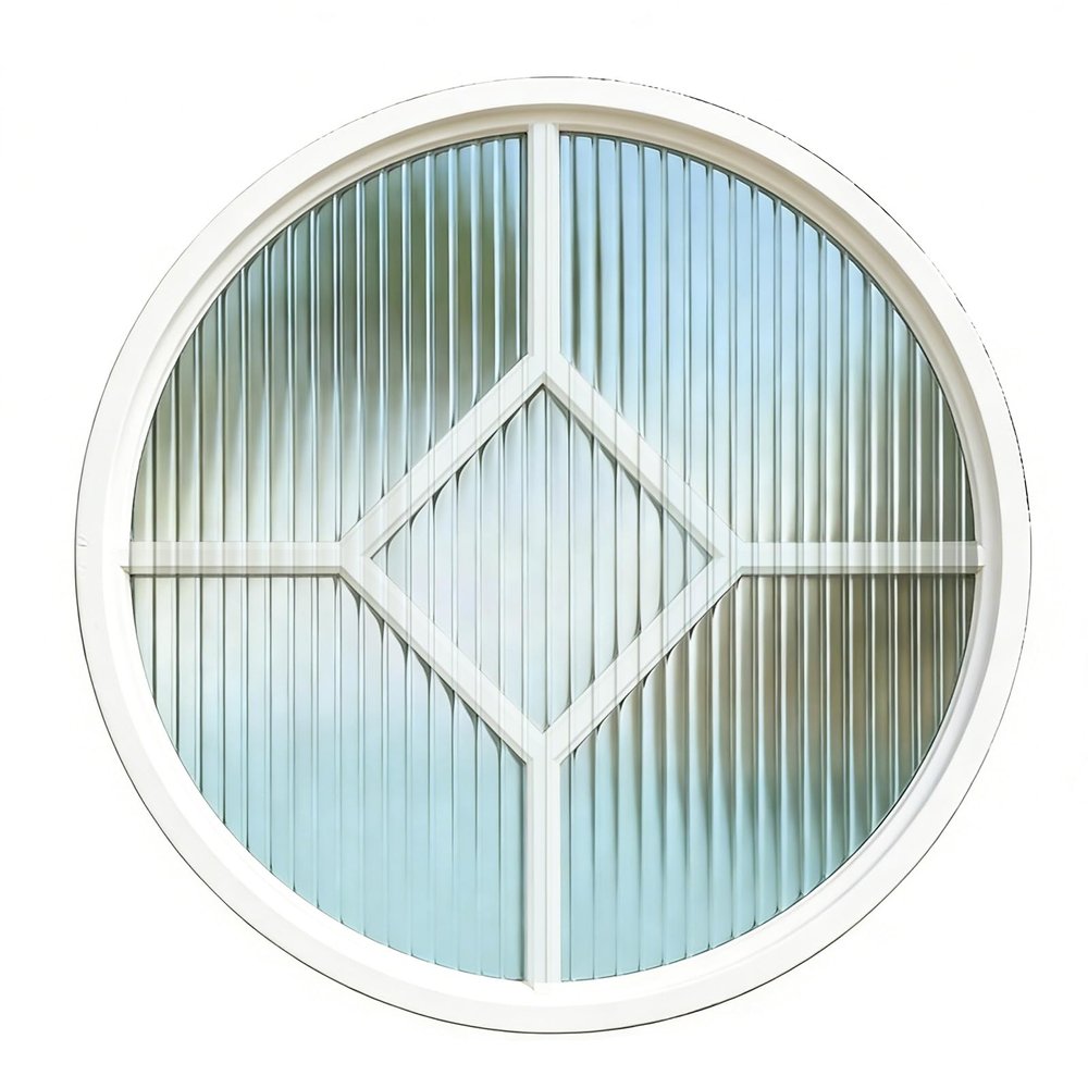 Customizable 71 cm Round Pivot Window with Privacy Glass and Handle, Aluminum Alloy, White