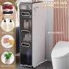 Tall Corner Bathroom Floor Cabinet with Transparent Drawers view 2