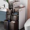 Tall Corner Bathroom Floor Cabinet with Transparent Drawers view 3