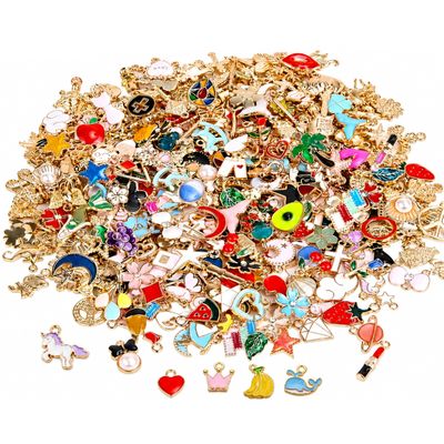 Esshogo 50 Pcs DIY Gold-Plated Enamel Charms