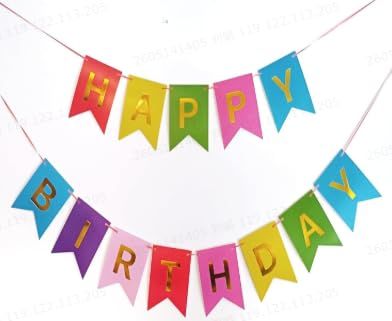 jijAcraft Happy Birthday Banner Colorful with Gold