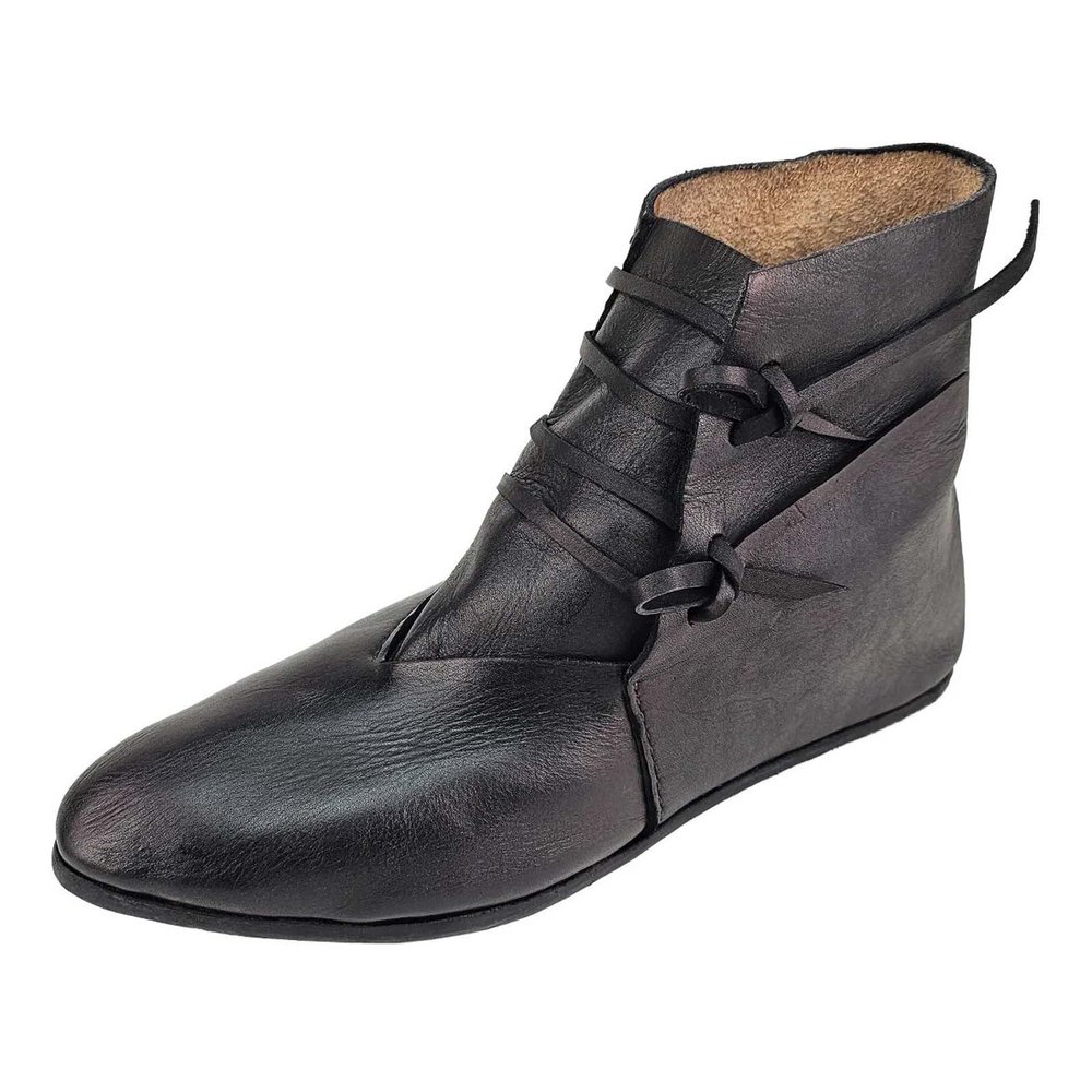 Generic Medieval-Style Men's Slip-On Ankle Boots, Black