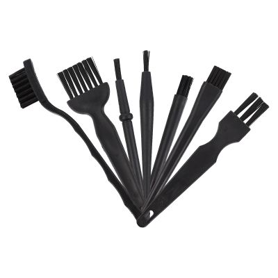 Portable Antistatic Keyboard Cleaning Brushes, 7-Piece Set, Black